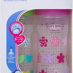 chicco BIPACK WBBOTTLE250ML FLOWERHEART INPI/GR - 250 ml image 2