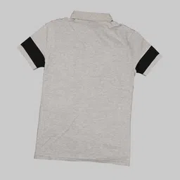 tb blue Men Striped Polo Neck Cotton Blend Grey T-Shirt image 2