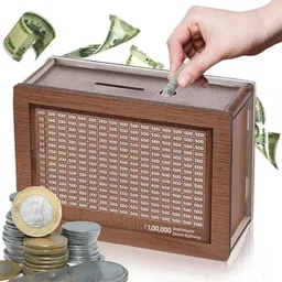 laxit Wooden Piggy Bank money saver box 100000 Cash Coin Saving box Gullak kids Adults Coin Bank-picture-28