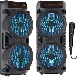 WOOS Rock Light Bluetooth Karaoke Speaker 6W Dual Woofer Mic TWS LED Party Box 10 W Bluetooth Speaker image 2