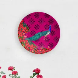 Pink Indian Peacock Ceramic Decorative Wall Plate-image-81