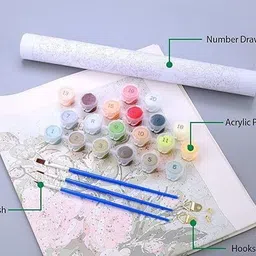 xeekart Nandishwar Diy Acrylic Paint By Number Kit For Beginner Number Painting Kit Canvas 15 inch x 20 inch Painting image 2