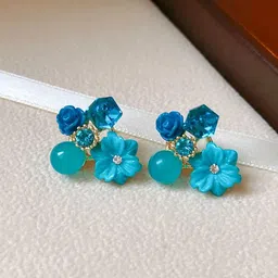 akison jewels Earrings For Women Girls Korean Western Fashion Earring Trendy Stylish Flower Crystal Alloy Earring Set, Stud Earring-picture-11