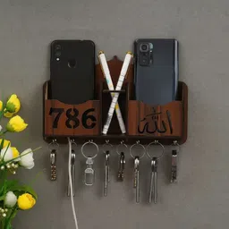 cavy Religious Wooden Key Holder with Mobile Charging Stand Wood Key Holder image 2