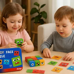 zolypy Wooden Emoji Cube face Changing Game for Kids | 16 Cubes 72 Cards image 4