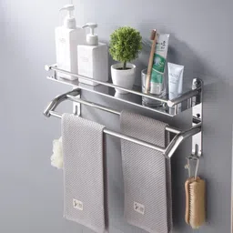 Premium Bathroom Accessories/Organizer/Rack Shelf/Stand with Durable hook 14 inch 2 Bar Towel Rod-image-29