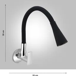 oleanna Global Flexo Flexible sink Cock Pillar Cock 360 Degree Black Matte Silicon Hose & Dual Flow Pattern Cold Water Tap Pillar Tap Faucet image 2