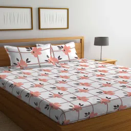 klotthe Multicolor Floral 300 TC Poly Cotton Double Bedsheet with 2 Pillow Covers image 1