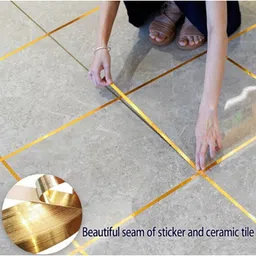 hvg traders Tile Gap Sticker Waterproof | 50 Meters Golden Tape, Self adessive Handheld Dispenser TAPE (Manual) image 2