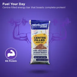 stroom STROOM- Milk Chocolate Peanut Butter Protein Bars (Pack of 8) | Natural Centre Filled Energy | 6g Protein/Each Bar | 28% Nut Butter | No Added Sugar Cholesterol Preservatives or Artificial Flavours image 5