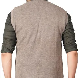 jubination Men Self Design V Neck Brown Sweater image 3