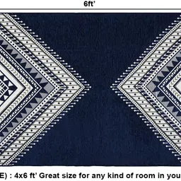 vas collections Blue, White Chenille Carpet image 2