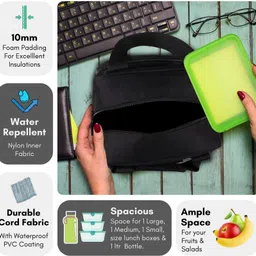 lorem Daily Use Black Office/School Insulated Men & Women Tiffin/Lunch Bag-OB-TB17 Waterproof Lunch Bag image 3