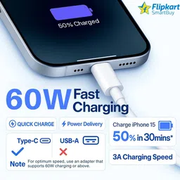 Flipkart SmartBuy USB Type C Cable 3 A 1 m TPE 60 watt Fast Charging Type C to Type C Data Cable Compatible with Samsung/Nothing/Google/Apple iPhone 15/16 c type c cable | c to c data cable | Laptop Type C Cable | Macbook Cable | Compatible with iPhone 15/16 Series, Samsung Galaxy S21 Ultra, S20 & Other Devices image 2