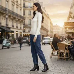 chhorni Women Solid Turtle Neck White Sweater image 3