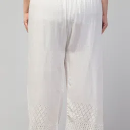 style prezone Women Relaxed White Viscose Rayon Trousers image 2
