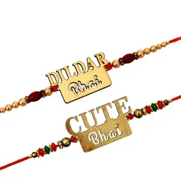 pride kraft Designer Designer Bracelet Rakhi For Dildar And Cute Bhai Along With Roli Chawal Pack And Rakshabandhan Greeting Card Assorted Rakhi Set-picture-16