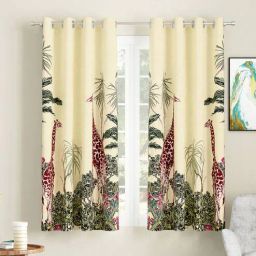 sej by nisha gupta Cream Abstract Polyester 5 Ft Light Filtering Eyelet Window Curtains (Set of 2)-picture-11
