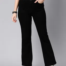 kashian Women Flared High Rise Black Jeans-picture-26