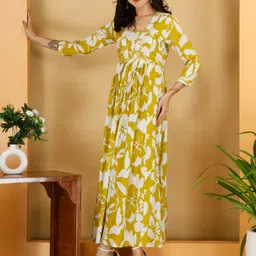 titaly Women Ethnic Dress Yellow Maxi/Full Length Dress image 2