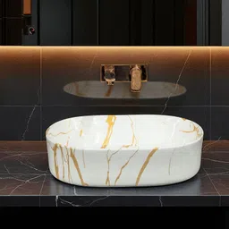 pinoz Premium Designer Ceramic Wash basin (HR-51) with Waste pipe & Coupling (18x13x5)(M51)HR Table Top Basin-picture-18