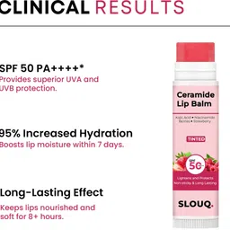 slouq Tinted Ceramide Lip Balm with SPF50 PA+++ - Kojic Acid & Niacinamide Strawberry + Berry image 4
