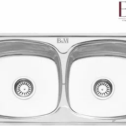 bowlsandmore 37" x 18" x 10" HIGH GLOSSY POLISH KITCHEN SINK | 304 GRADE | STAINLESS STEEL | DOUBLE BOWL | WASH SINK Vessel Sink image 3