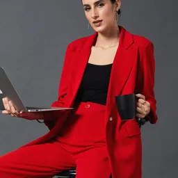 sassafras Women Solid Single Breasted Formal Blazer image 3