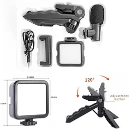 JAMBU Mobile Vlogging Kit with Microphone Tripod Stand, Bluetooth Remote and LED Light Monopod Kit, Tripod Kit image 3