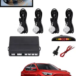 maties 4Pcs White Reverse Parking Sound Warning sensor for car Protection-332 Car Reverse Parking White 4 Sensor With LED Display/Buzzer -332 Parking Sensor-picture-28