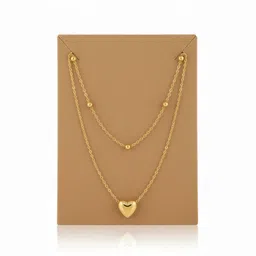 clickndgrab Golden Heart Dual Layer Necklace for Women | Elegant Beaded Chain Pendant Gold-plated Alloy Pendant-picture-16