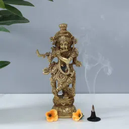 rhapsodically made Shri Krishna Gold Brass Idols-picture-11