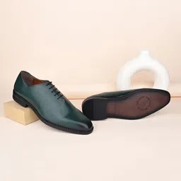 louis stitch Men's Leatherette Patina Finish Wholecut Derby Shoes (LSSXWCGR106) Derby For Men image 2