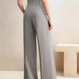 kotty Women Relaxed Grey Viscose Rayon Trousers image 4