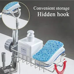 sai creatione Stainless Steel Adjusting Multifunctional Over Kitchen Sink Caddy rack image 3