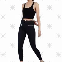 empracee Women Comfort Fit Black Cotton Blend Trousers image 1