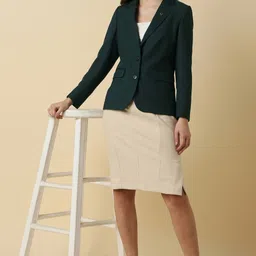 allen solly Women Solid Single Breasted Formal Blazer image 2