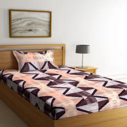 klotthe Multicolor Geometric 300 TC Cotton Single Bedsheet with 1 Pillow Cover-picture-12