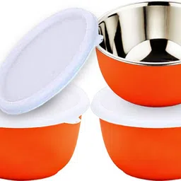 Stainless Steel Mixing Bowl Microwave Safe Bowls with lids Airtight & Leak Proof Container Capacity 450ml,-image-2