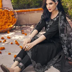 indo era Women Viscose Rayon Kurta Pant Dupatta Set-picture-16