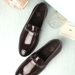 House Of Pataudi Men Brown Faux Leather Formal Slip On Loafers Slip On For Men-picture-12