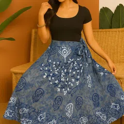 matkewalaz Women Applique Wrap Around Grey Skirt image 1