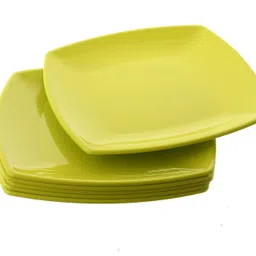 Small Square 6 Pieces Unbreakable Virgin Plastic Microwave Safe Dinner/Serving Plates (Green) Dinner Plate-image-14