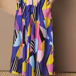 lookshine Women Printed A-line Blue, Pink Skirt image 4