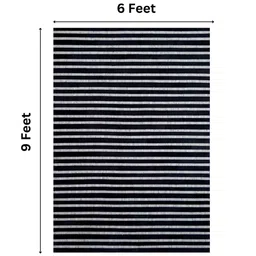 dazzhome Black & Silver Hair On Leather Stripes Hand Woven 6ftX9ft Carpet image 3