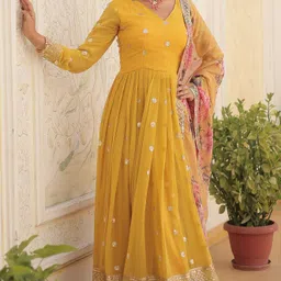 wedani lifestyle Embroidered Georgette Stitched Anarkali Gown-picture-21