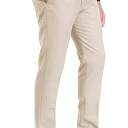 elanhood Men Regular Fit Cream Viscose Rayon Formal Trousers / Formal Pant Men Regular Fit Cream Viscose Rayon Trousers image 3