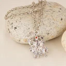 astrodidi Religious Devi Bhadrakali Mahalaxmi Maa Durga Locket With Chain Sterling Silver Silver Brass Pendant image 2