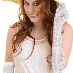 Floral Print Evening Women Gloves-image-8
