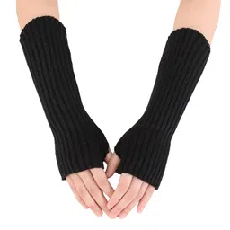 Women Knitting Woolen Arm Warmers, Fashion Winter Long Fingerless Gloves Knit Mitten Gloves Arm Sleeves for Girls with Thumb Hole image 1